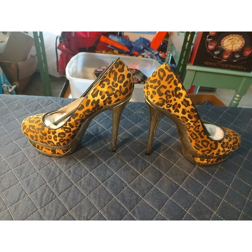 Liliana Leopard Print Platform Heels Strap Size 8
